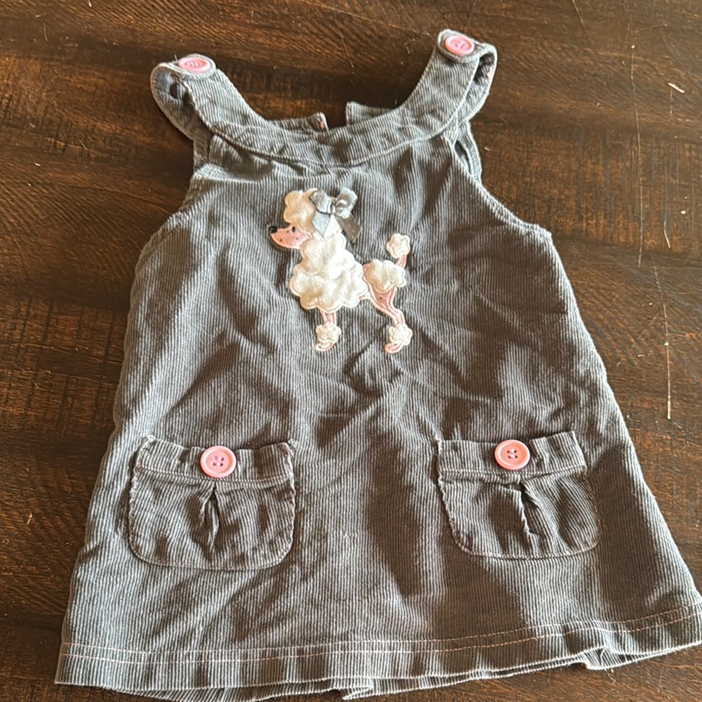 Wonderkids Gray Poodle Dress with Pink Accents